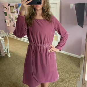 J. Crew Dusty Rose Velvet Long Sleeve Dress